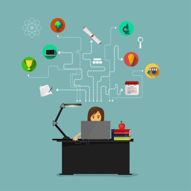 Evde çalışan bir kadın..