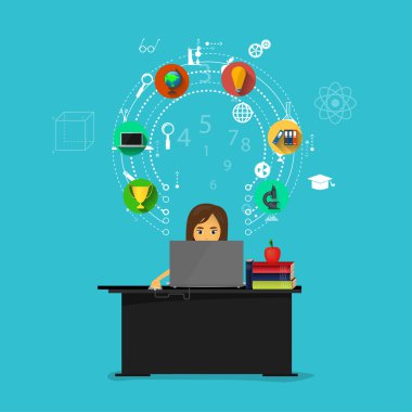 Evde çalışan bir kadın..