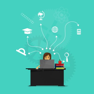 Evde çalışan bir kadın..