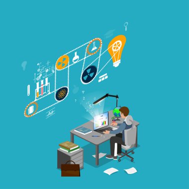 Adam evde ders çalışıyor..