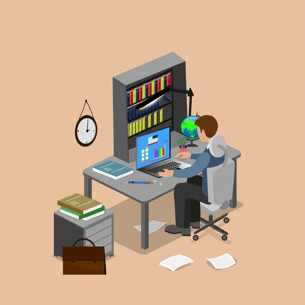 Man achter computer — Stockvector