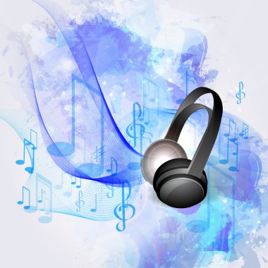 kulaklıklar ve müzik notlar