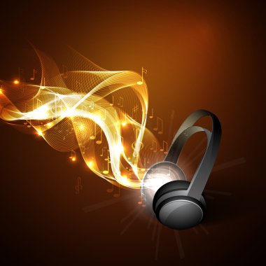 kulaklıklar ve müzik notlar