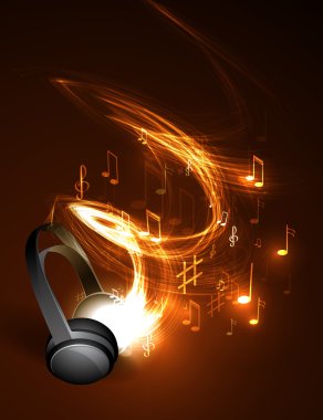 kulaklıklar ve müzik notlar