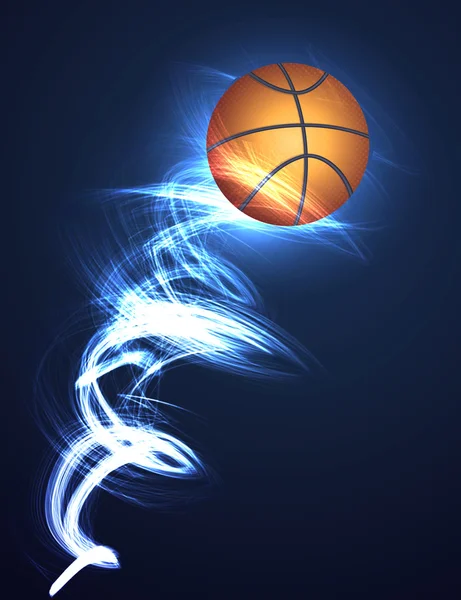Balón de baloncesto en llamas — Vector de stock