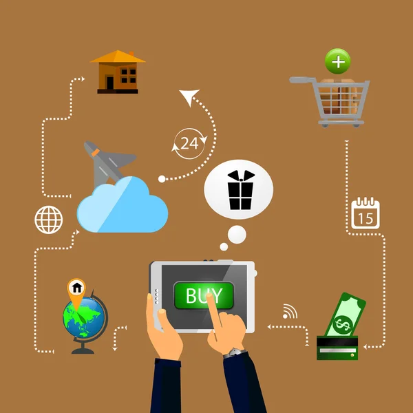 Processos de compras online —  Vetores de Stock
