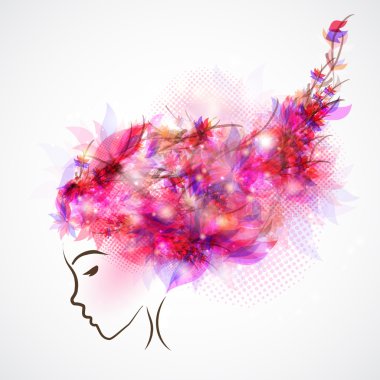 Pembe saçlı soyut kadın siluet