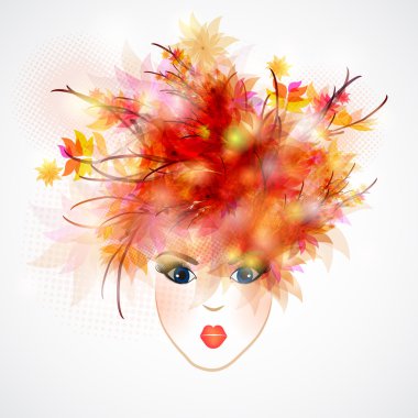 Soyut kadın siluet sonbahar saç ile