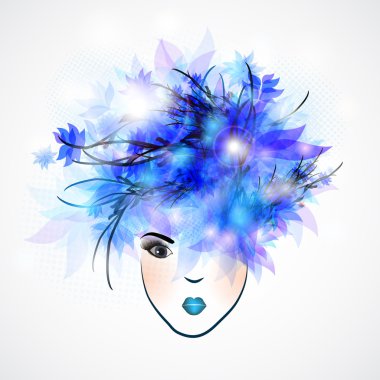 mavi saçlı soyut kadın