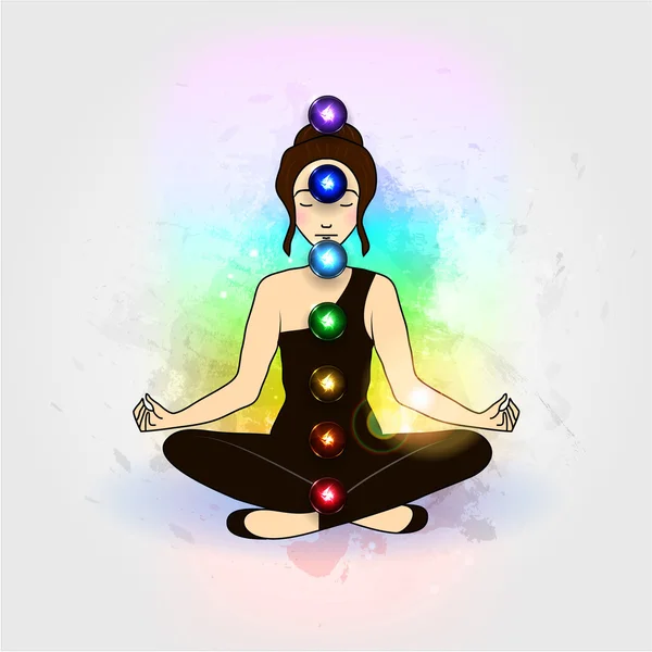 Aura et chakra, méditation . — Image vectorielle