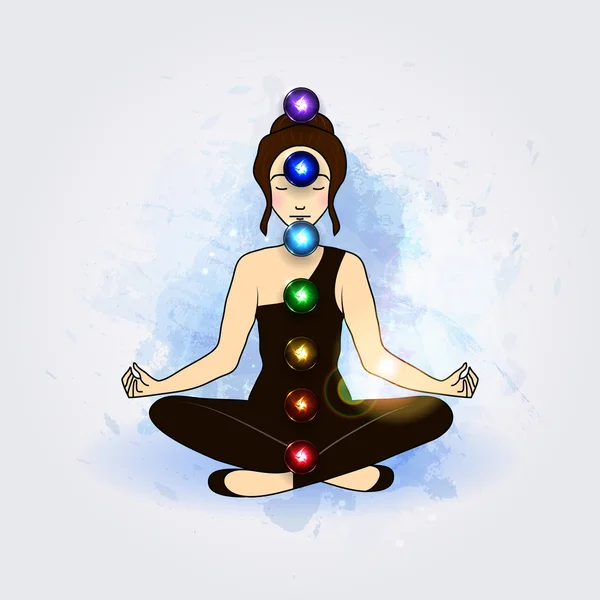 Aura und Chakra, Meditation. — Stockvektor