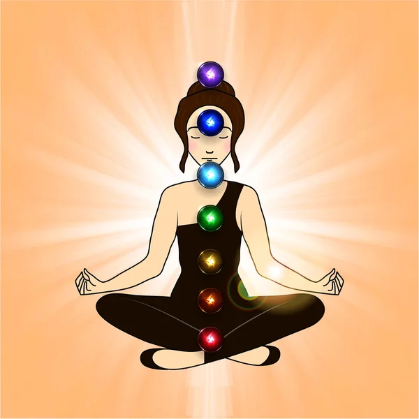 Aura och chakra, meditation. — Stock vektor