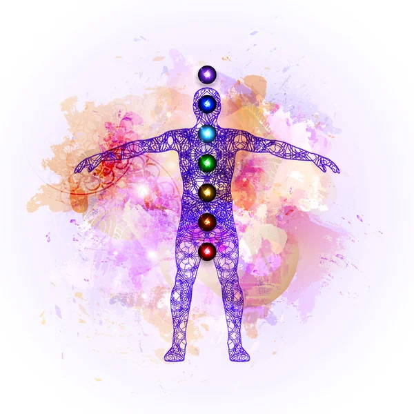 Concepto de aura y chakras — Archivo Imágenes Vectoriales