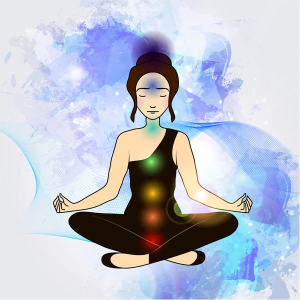 Aura og chakra, meditation . – Stock-vektor