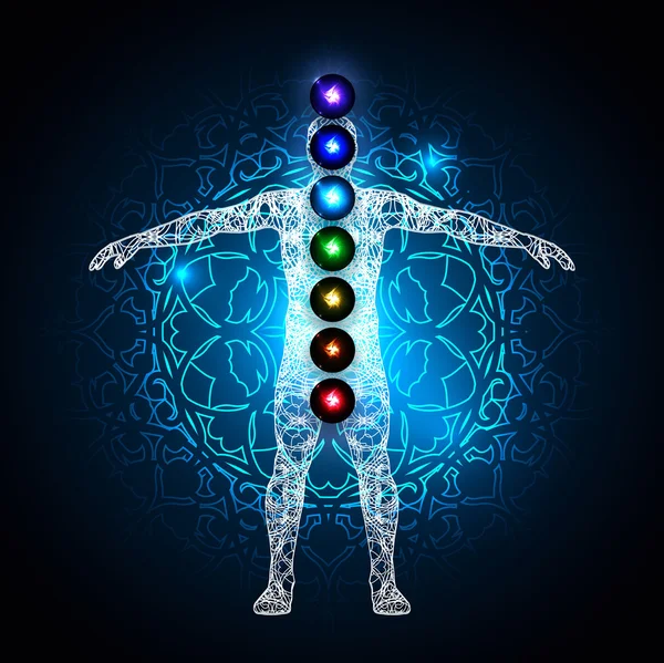 Concepto de aura y chakras — Vector de stock