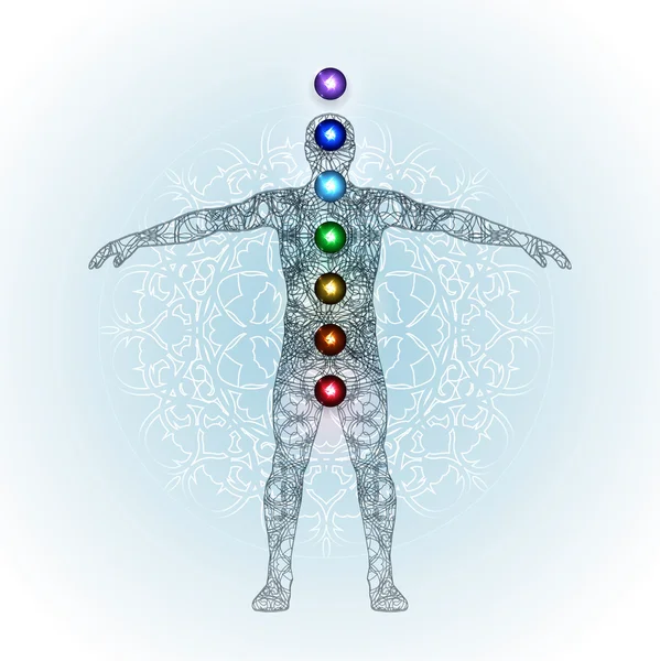 Concepto de aura y chakras — Vector de stock