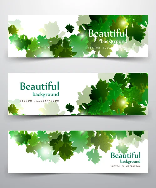 Banners de hojas verdes — Vector de stock