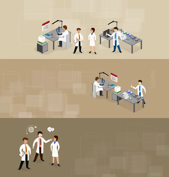 Científicos en laboratorio haciendo investigación — Vector de stock