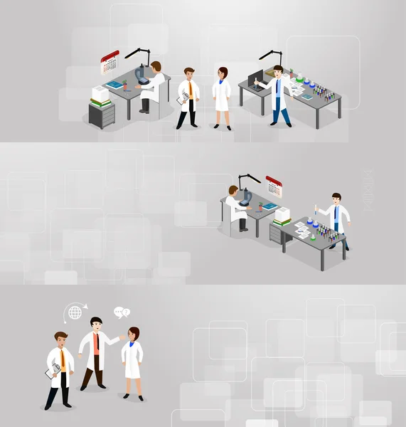 Científicos en laboratorio haciendo investigación — Archivo Imágenes Vectoriales