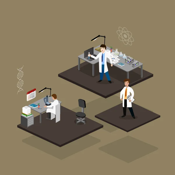 Scientists in lab with making research — Stock Vector