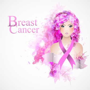 Kurdele ile güzel bir kız. Meme kanseri