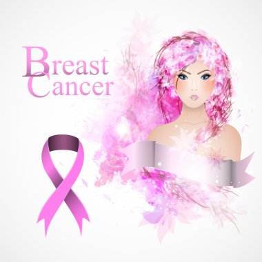 Kurdele ile güzel bir kız. Meme kanseri