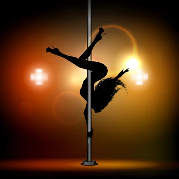 Flicka dansar på pylonen. — Stock vektor