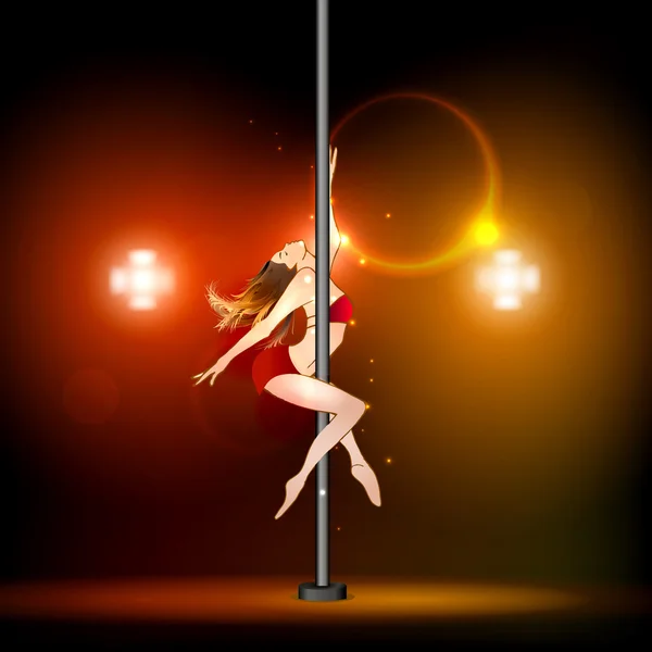 Meisje dansend op de pyloon — Stockvector