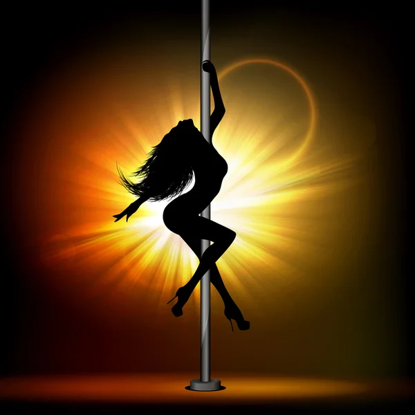 Meisje dansend op de pyloon. — Stockvector