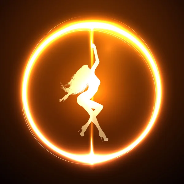 Sexy girl on pylon in the circle. — Stock Vector