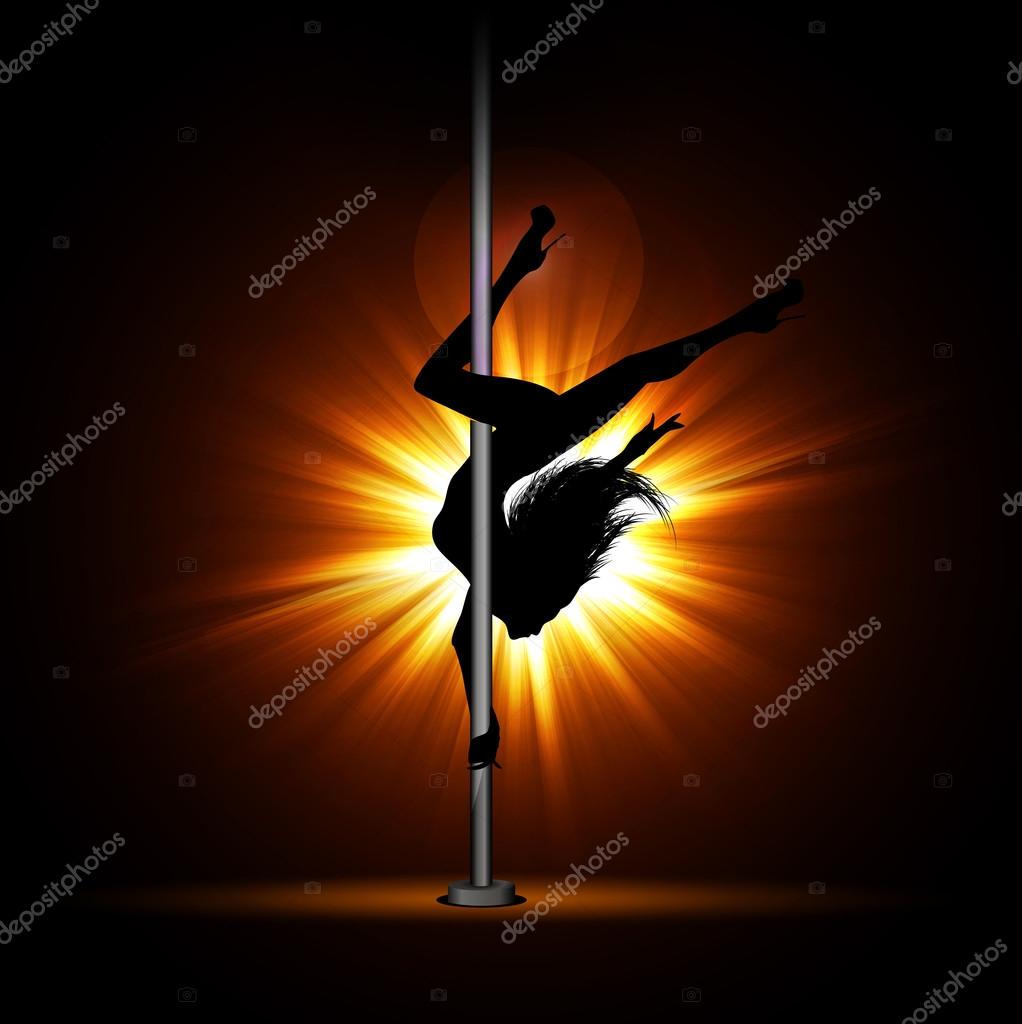Girl silhouette dancing on the pylon.