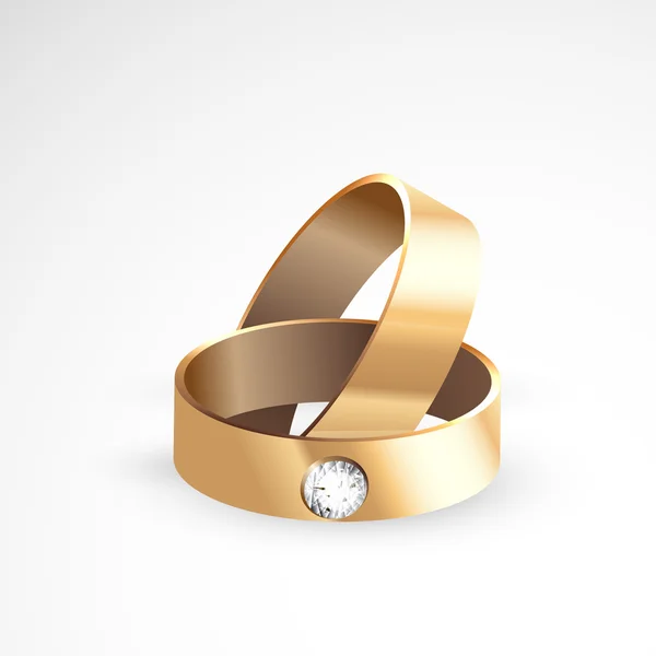 Concept van bruiloft, verloving, twee ringen — Stockvector