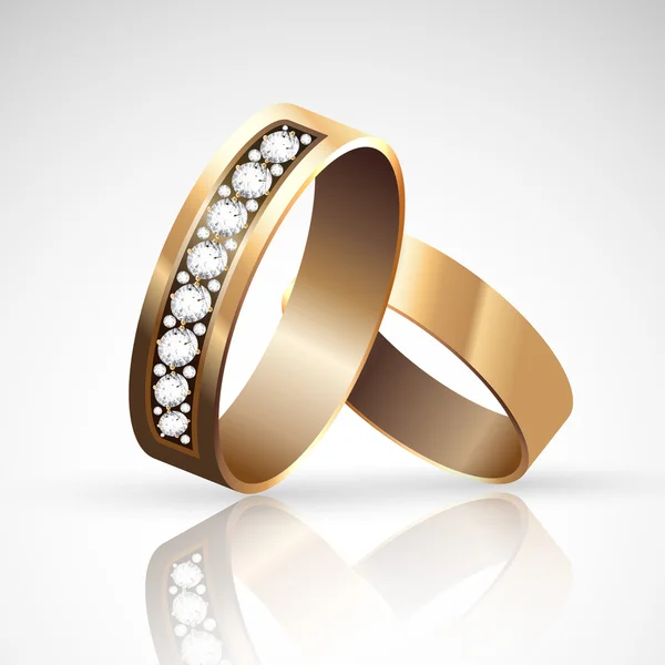 結婚式、婚約、2 つのリングの概念 — ストックベクタ