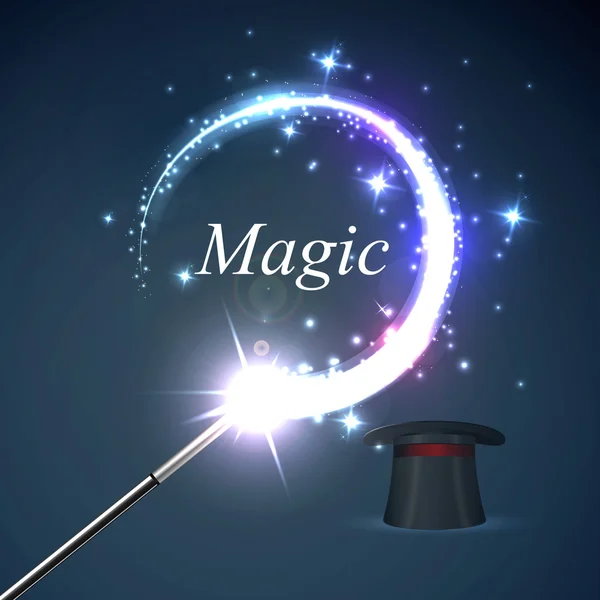 Ragyogás, a kalap és a mágus Magic — Stock Vector
