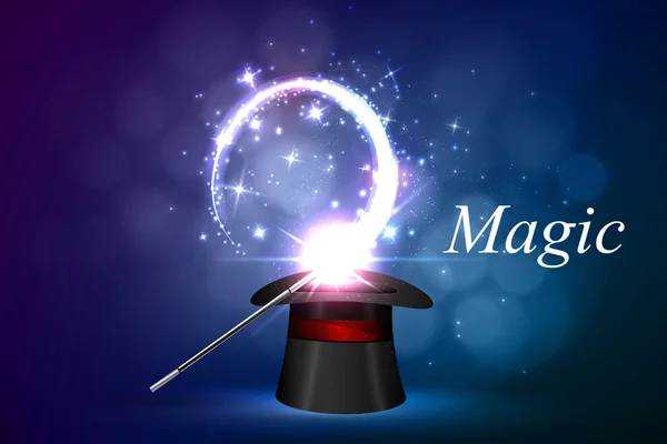 Ragyogás, a kalap és a mágus Magic — Stock Vector