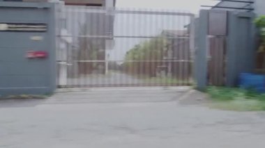 Algılama ve ağaçtan geçen yolda hız yapan araba - yan pencere bulanık hareket görüntüsü