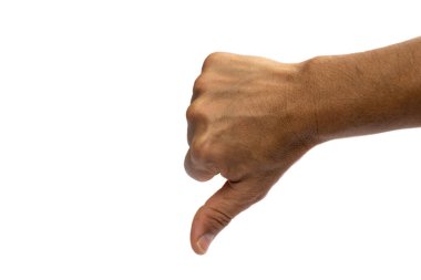 Elleri uzatan, başparmaklarını kaldıran ve elleri indiren sembol Kötü, Kötü, Beyaz Arkaplan