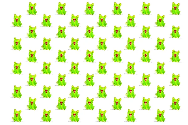 Зелені Жаби Шпалери Розміщені Ряд Білому Тлі — стокове фото