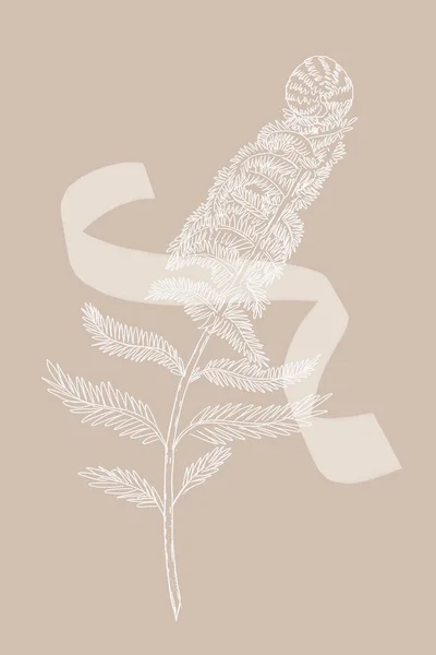 Arte Parede Branca Bege Verão Samambaia Arte Cartaz Botânico Cores — Fotografia de Stock