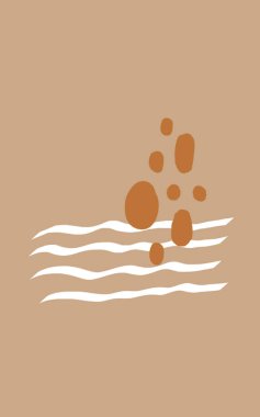 Brown colors boho style social media template, abstract shapes post, story