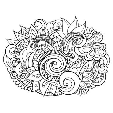 Vektör tek renkli oryantal Doodle