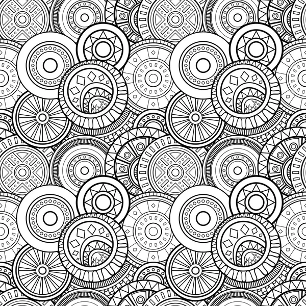 Vector Seamless Monochrome Circles Pattern — Stock Vector