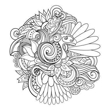 Vektör tek renkli oryantal Doodle