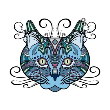 Vektör kabile dekoratif kedi