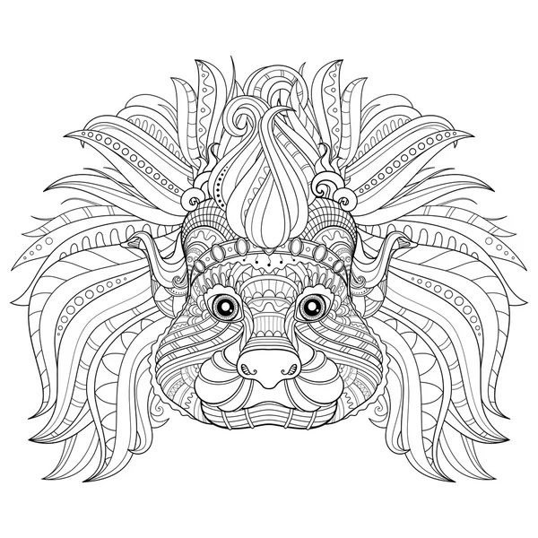 Cabeza decorativa tribal vectorial de Tamarin de algodón — Vector de stock