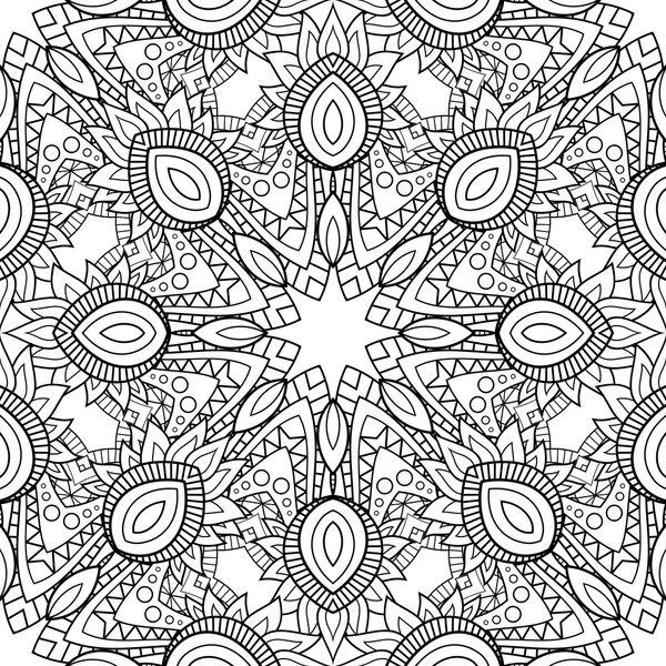 Patrón monocromo inconsútil del vector para colorear — Vector de stock