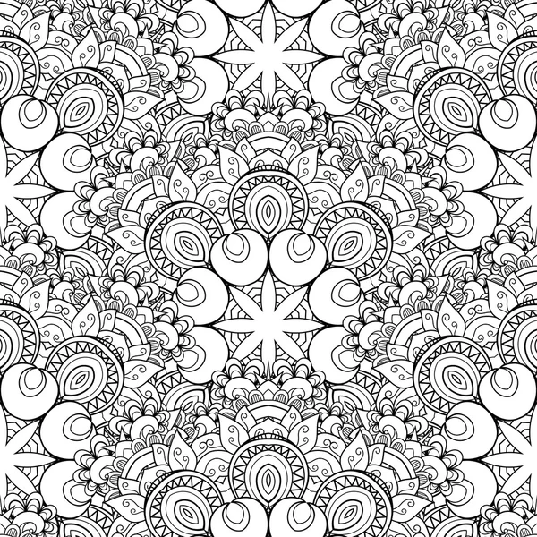 Patrón monocromo inconsútil del vector para colorear — Vector de stock