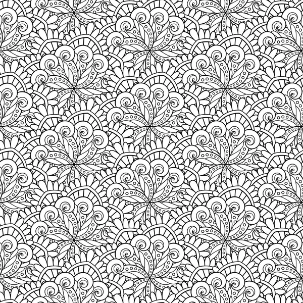 Patrón monocromo inconsútil del vector para colorear — Vector de stock