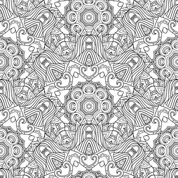 Vector Seamless Monochrome Pattern For Coloring — Stock Vector