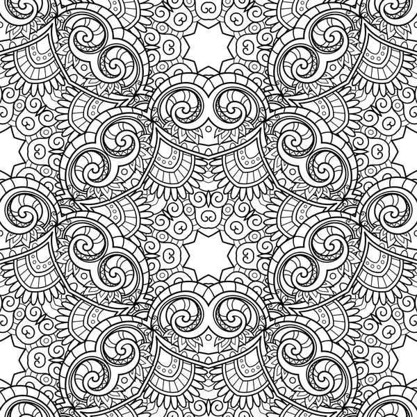 Patrón monocromo inconsútil del vector para colorear — Vector de stock